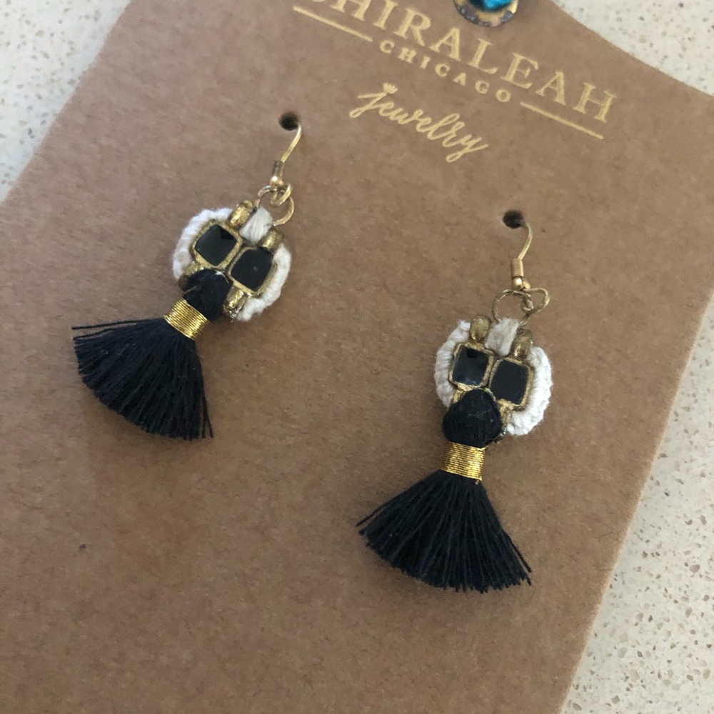 Shiraleah Black and Gold Tassel Earrings